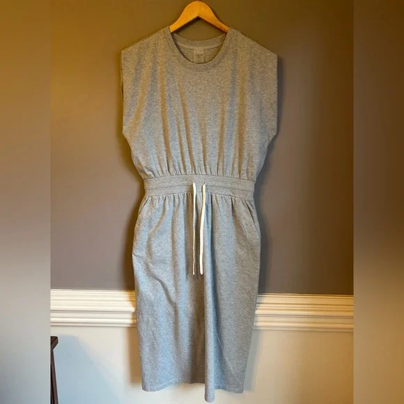 Calia extended‎ shoulder drawstring midi dress with logo patch large - Picture 2 of 8